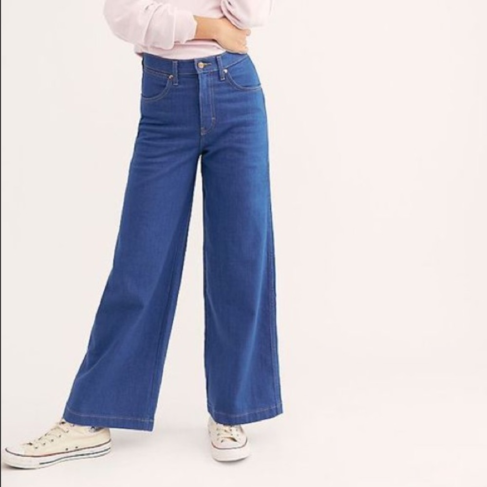 Free People Wrangler Wide-Leg Long Jeans 28